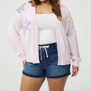 Torrid Light Pink Floral Cardigan